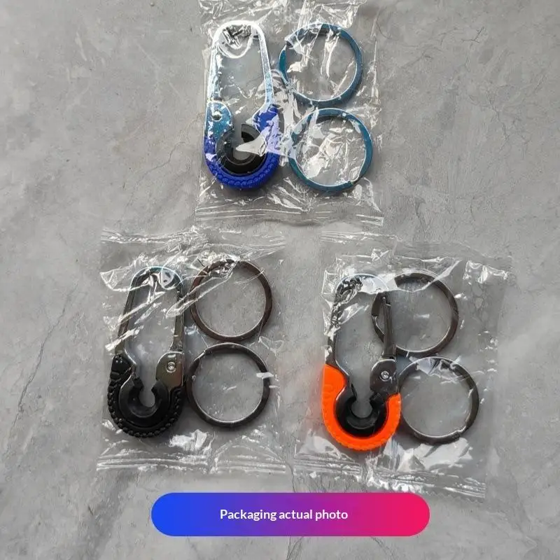 1Pc Keychain Men Stainless Steel Buckle Outdoor Carabiner Climbing Tool Double Ring Car Fishing Hook Key Ring Accessories