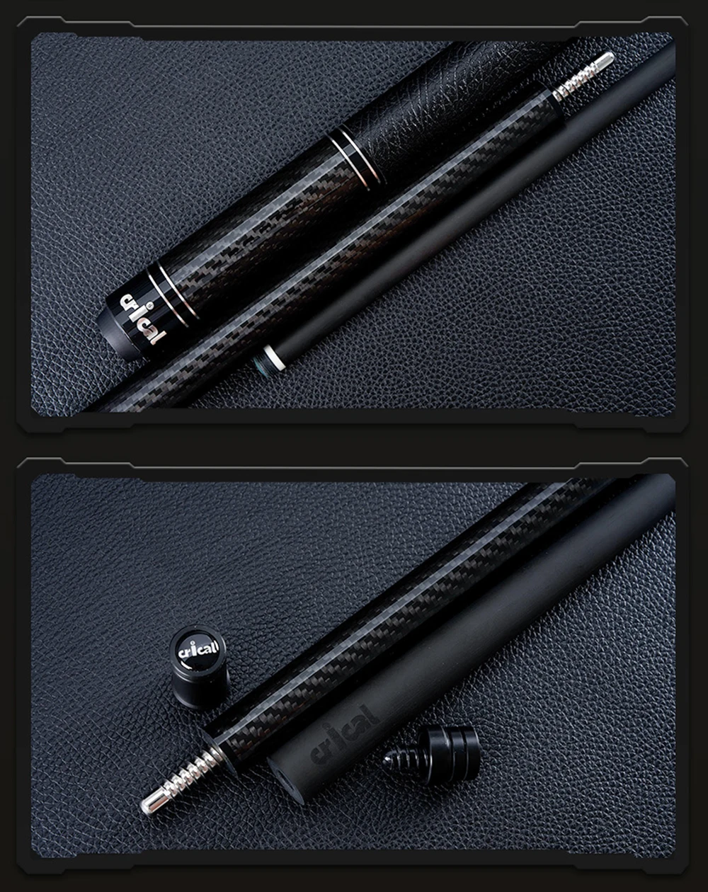 Poolqueue aus Kohlefaser mit Schaumkern, geringer Abweichung, Ledergriff, 58 Zoll, 12,5 mm Spitze, 3/8x8 Verbindung, VP-Serie, 8/9 Ball, CRICAL – Detail 9