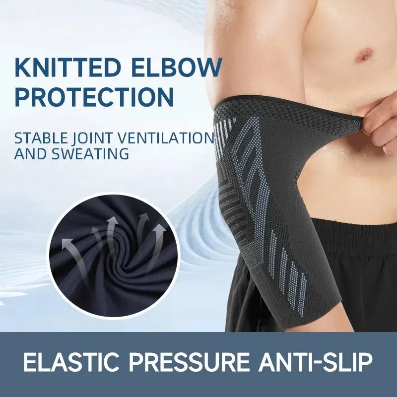 1pc Elastic Fabric Protective Elbow Brace Knitted Compression Sleeve for Tendonitis Pain Relief