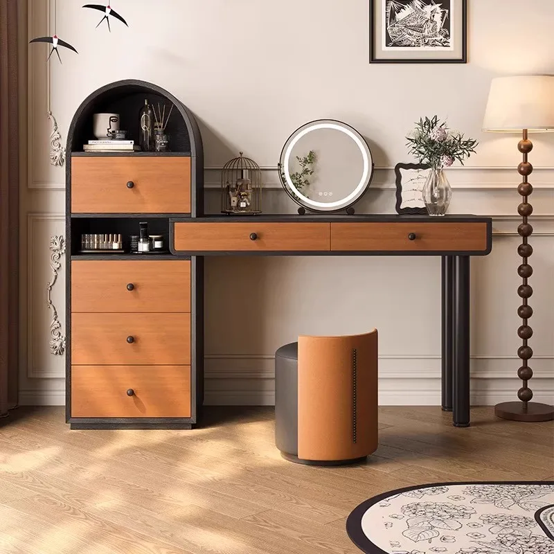 

Storage Drawers Vanity Table Telescoping Nordic Makeup Modern Wood Dressers Aesthetic Decor Luxury Bedroom Furniture