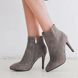 Fashion Ankle Boots for Women 2024 Spring Autumn Casual Short Ankle boots Female Party Shoes Red Grey Black Heels Large Size