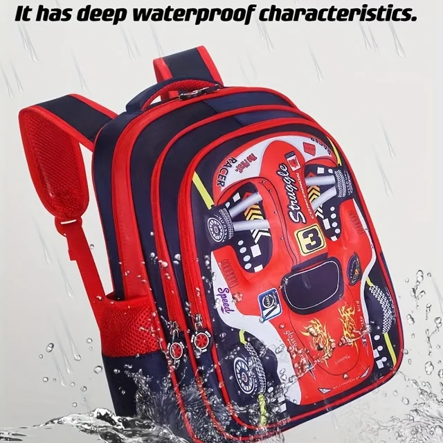 Waterproof Lightweight 3D Car Backpack Kindergarten Kid Preschool Backpack Young Children Boy Girl SchoolBag Primary Red Blue 6