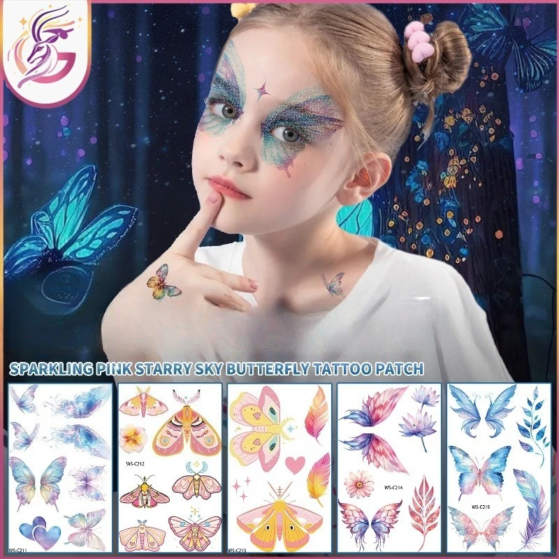 Голографические-драгоценности-для-лица-бабочки-блестящий-дизайн-звездного-неба-водонепроницаемые-временные-татуировки-для-детей-подарки-на-сцене-вечеринку