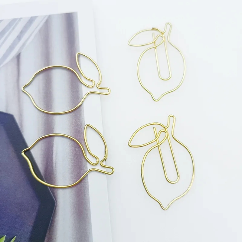 

Lemon Shape Paper Clips Cute Bookmark School Paper Clip Metal Paperpins Desk Office Items Office Accessories Binding Supplies