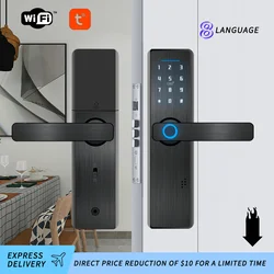 PHIPULO-Tuya WiFi Smart Door Lock, Fechadura biométrica de impressão digital, senha digital, Keyless Security Door Lock para Smart Home