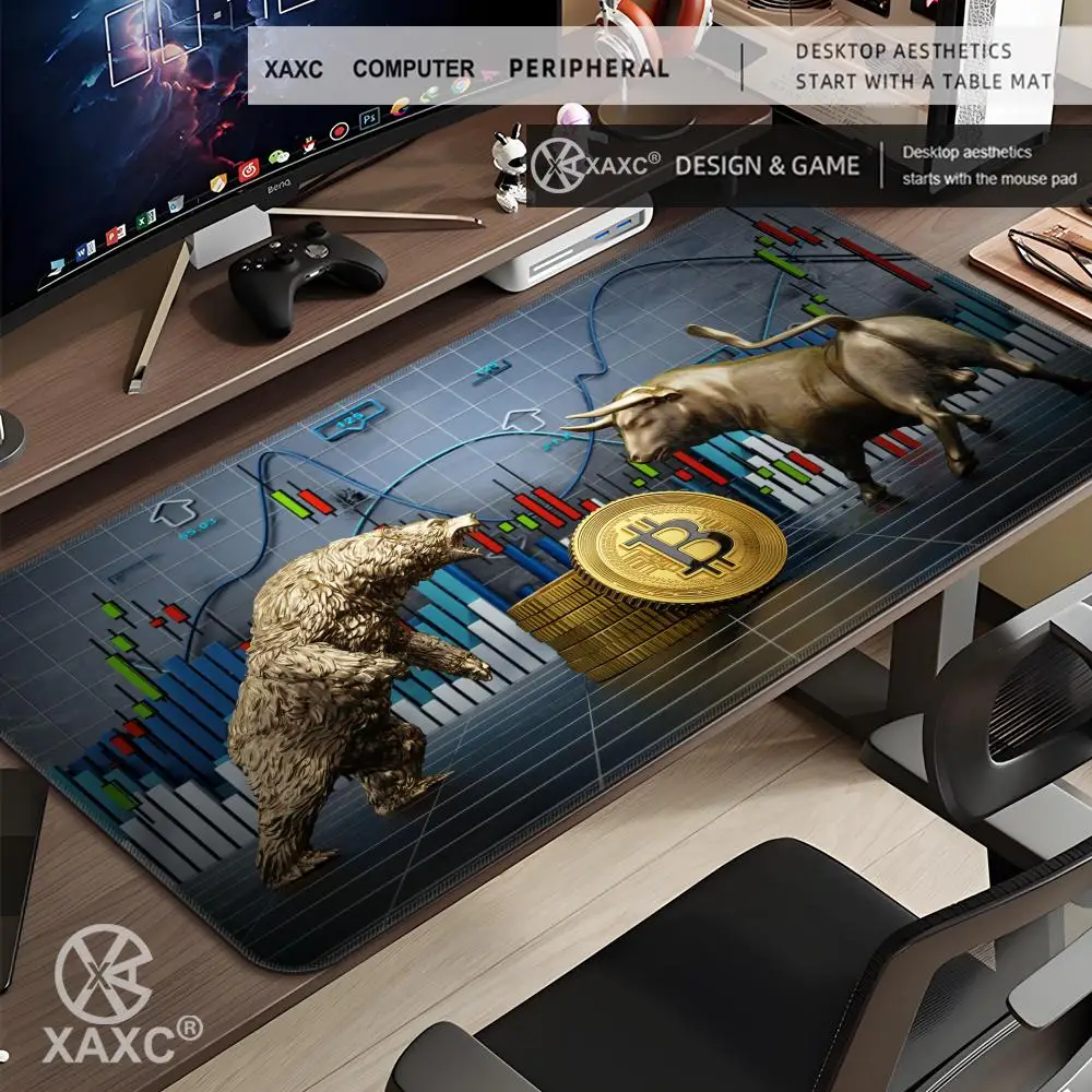 

Large Crypto Bear with Bitcoin Gaming Mouse Pad XXL Anti-Slip Rubber Table Pads Rubber HD Gaming Keyboard Long Desk Mat XAXC