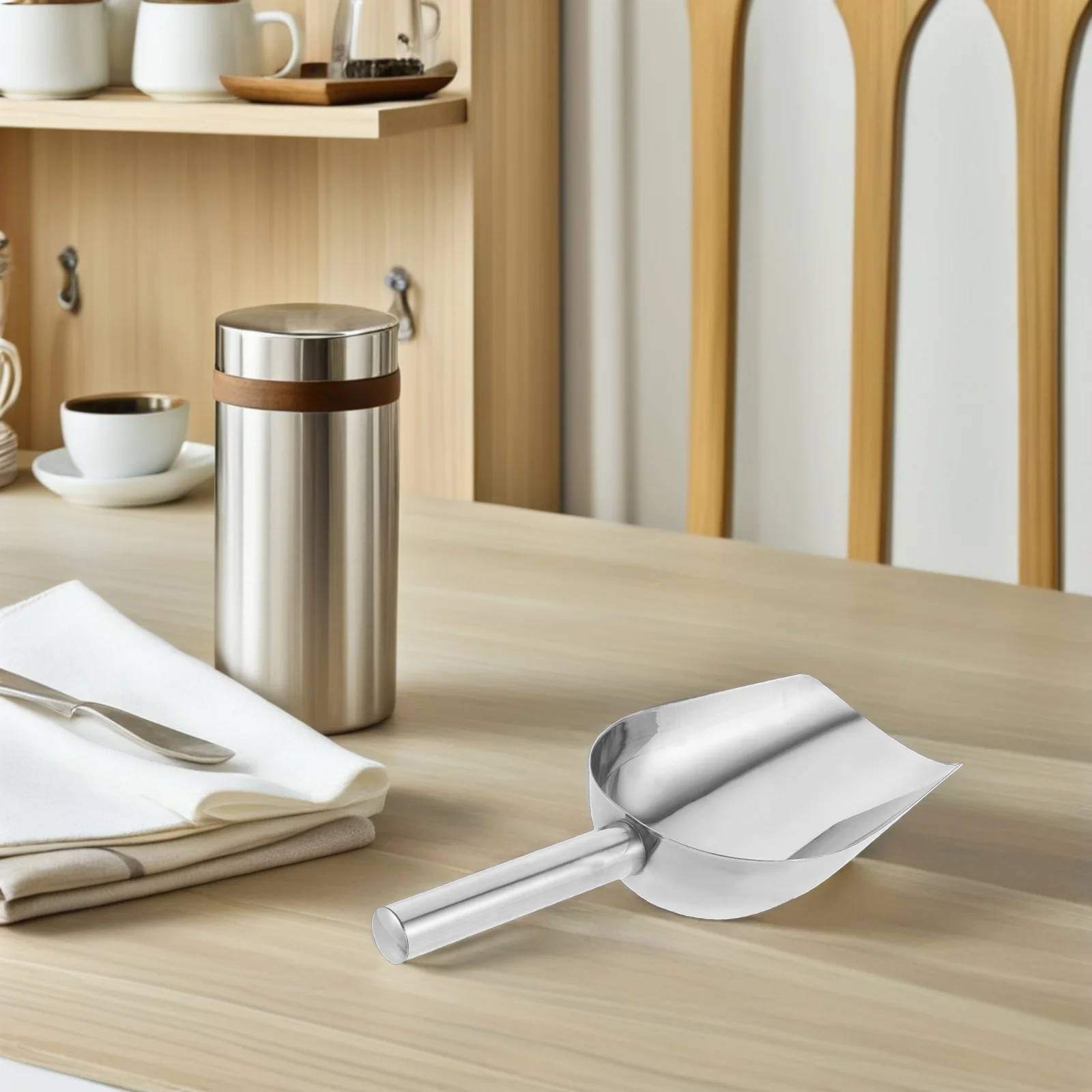 

2 Pcs Stainless Steel Ice Shovel Coffee Bean Scoop Kitchen Measuring Spoon Metal Utility Scooper