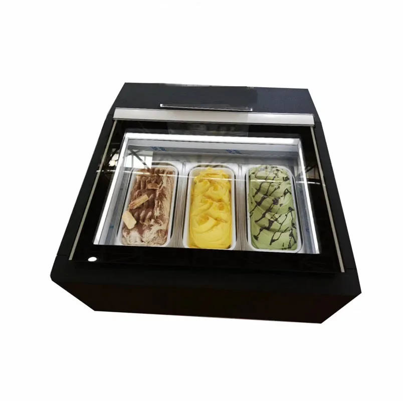 110V 220V Commercial Portable Mini Ice Cream Display Freezer Gelato Cake Display Fridge Small Ice Cream Stick Showcase
