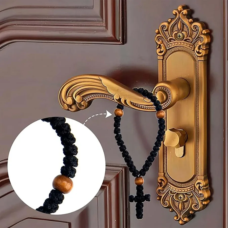 1PCS Black Orthodox Prayer Rope Greek Omboskoini Prayer Rope with 33 knot Protection Blessing Cross Charm Christmas gift