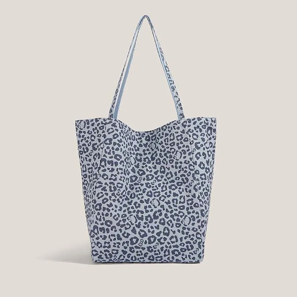 Double-Sided Dachshund Canvas Bag Large Capacity Lightweight Canvas Shoulder Purses Casual Foldable Leopard Bag School