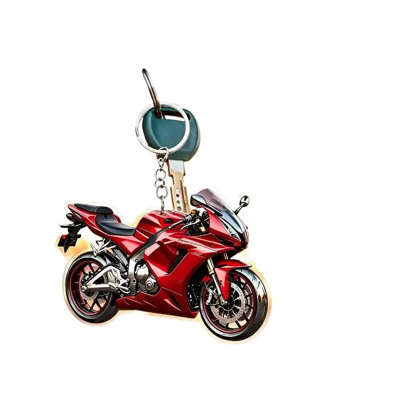 Acryl-Motorrad-Schlüsselanhänger, realistisches 2D-Flachdesign für Enthusiasten, Taschen- und Schlüsseldekoration – Detail 7