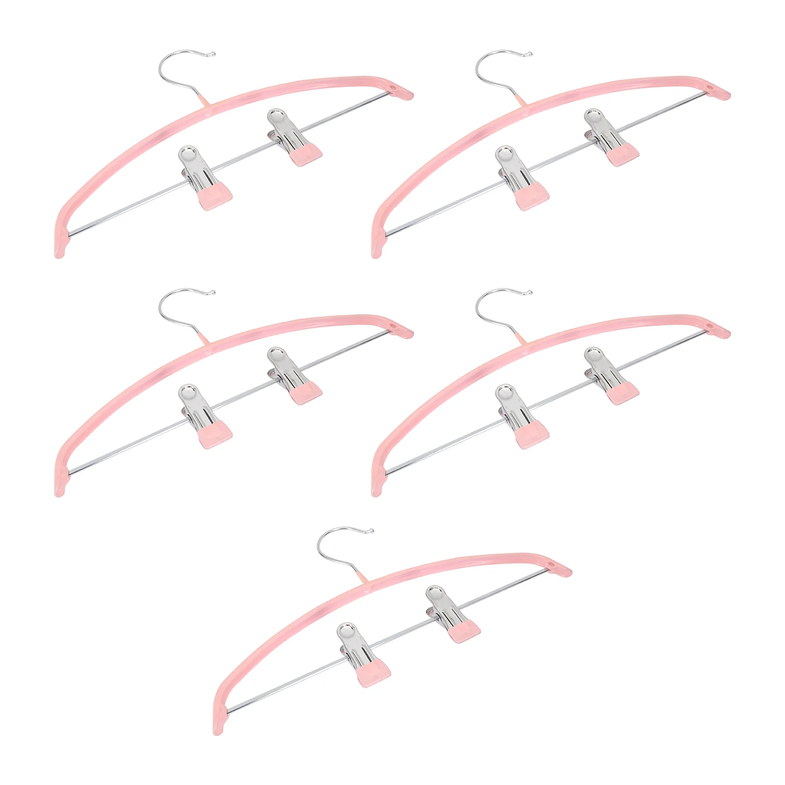 

5pcs Non-slip PVC Coated Kids Baby Hangers Semi-circle Clip Design Pink Color Skirt Pants Hanger Practical Use Anti-skid Sturdy