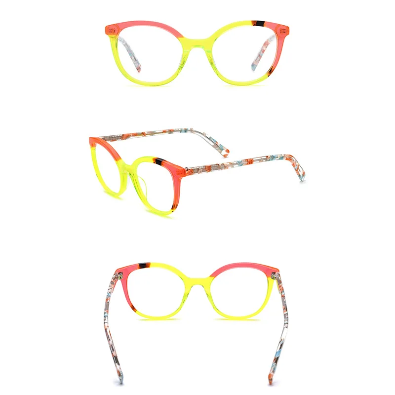 

Belight Optical Women Colorful Cat Eye Shape Acetate Vintage Retro Design Spectacle Frame Eyeglasses Precription Lens 19326