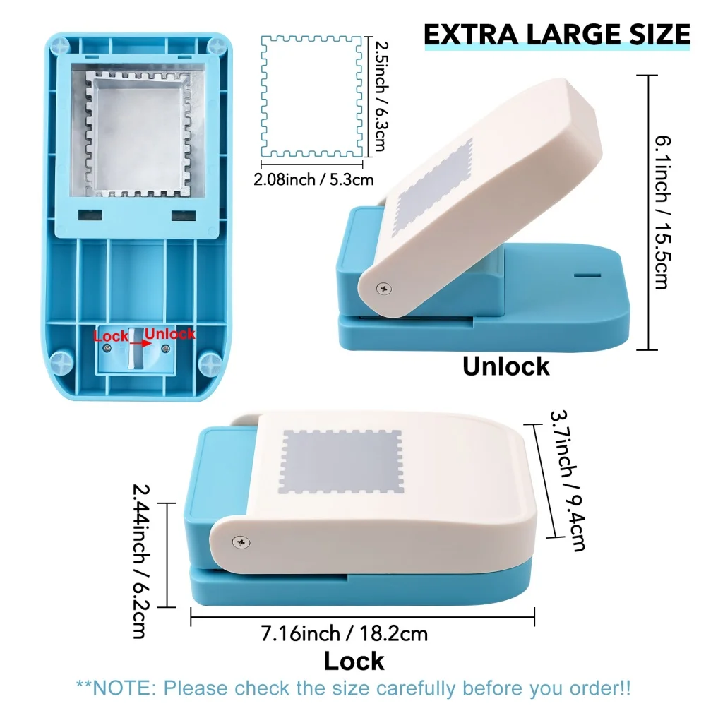 Extra Large Rectangular Postage Stamp Paper Punch 2x2.5inch Lever Action Craft Punch Various Material Punching Tool Paper Crafts