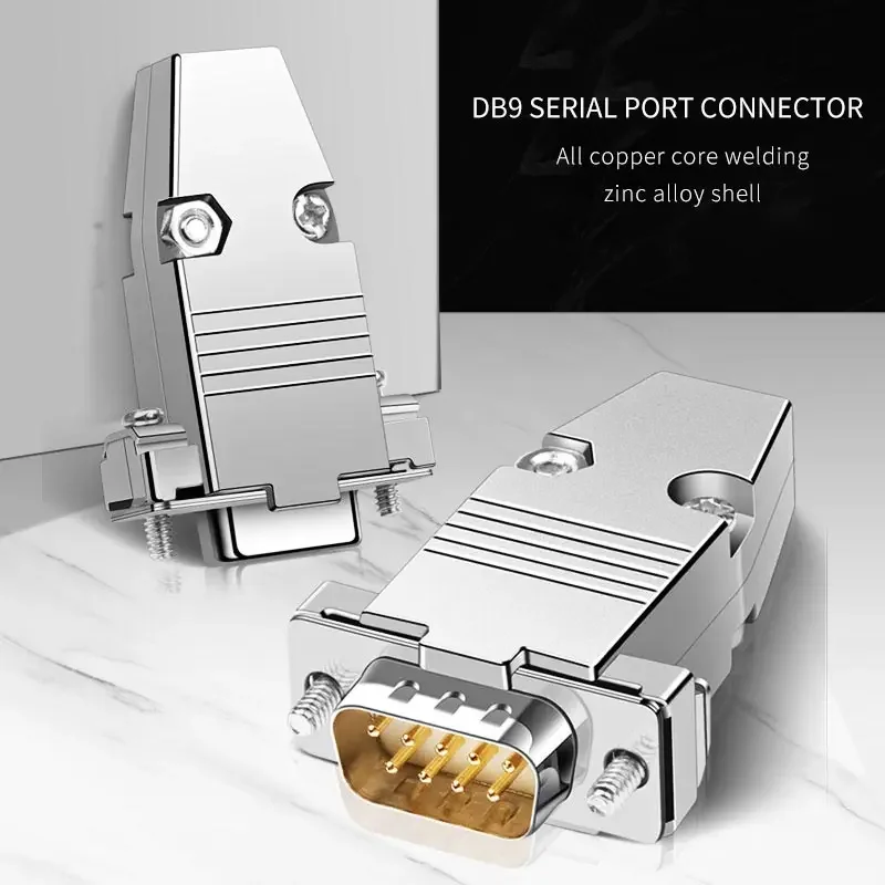 DB9 Serial Plug Connector 2 Rows Gold-plated 9 Pin RS232 Connector Male Female DB 9 COM PLC Serial Adapter With Metal Shell