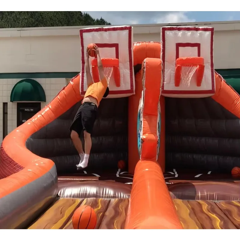 Outdoor Sports Dual Lane Inflatable Basketball Slam Dunk Challenge Inflatable Slam Dunk Jam Basketball Game
