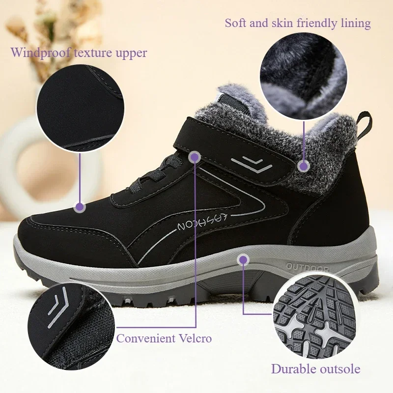 Winter Women Ankle Boots Platform Padded Cotton Female Shoes Outdoor Plush Keep Warm Non-slip Snow Boots Casual Hiking Shoes New