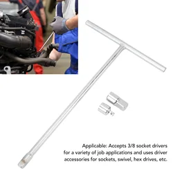 T Handle Wrench Increase Torsion ‎3/8in Drive Chrome Vanadium Steel T Handle Socket Drive with 1/4in 1/2in Adaptors for Swivel