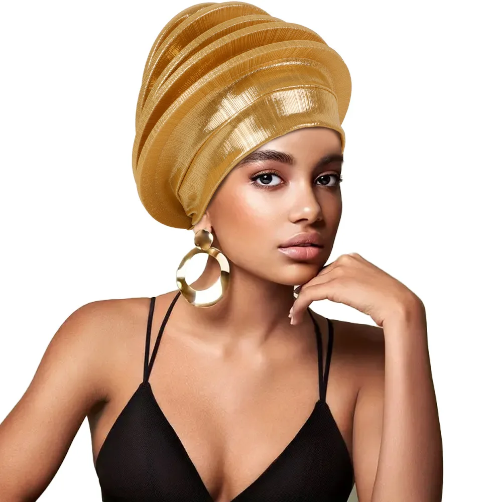 

2024 New African Headtie Turban Nigeria Auto Gele Head Wraps Auto Gele Women's Turban Cap Wedding Geles Muslim Head Wraps Bonnet