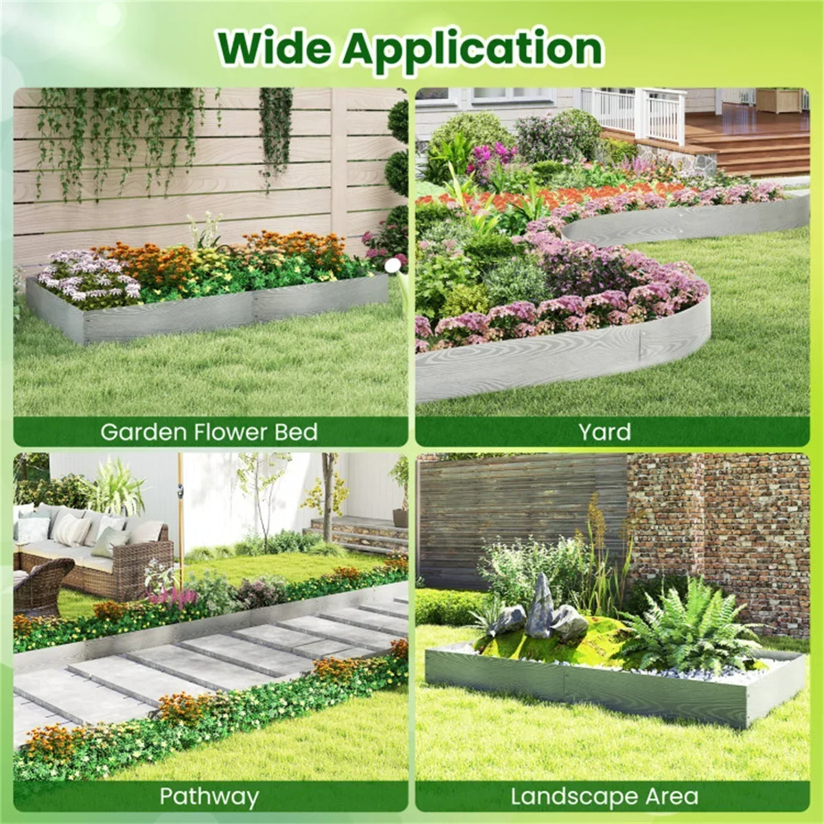 Galvanized vegetable elevated garden bed, large metal flower pot box, steel kit, landscape trim including 6 flexible panels