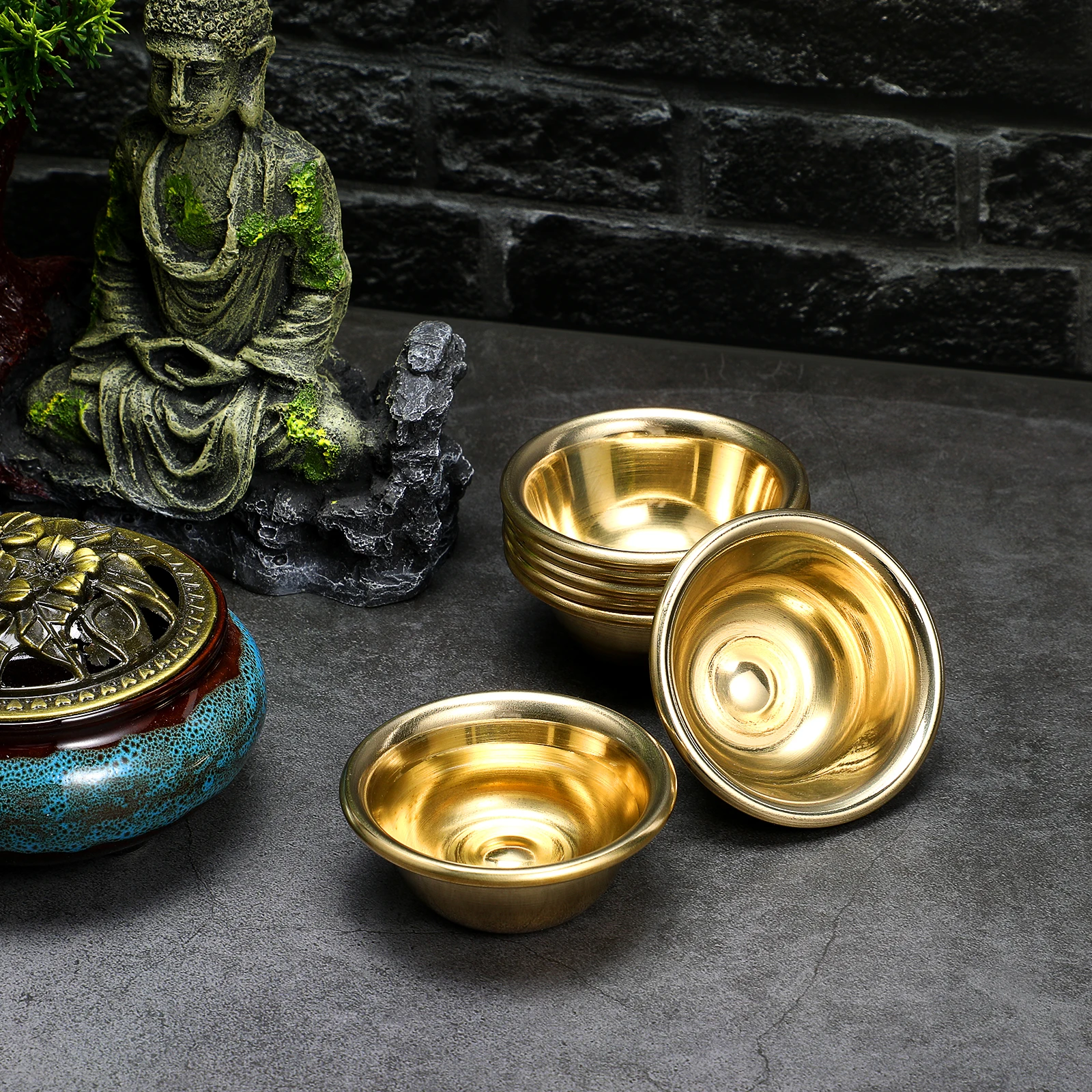 

7pcs Offering Cups Smooth Bowl For Temple Home Use Holy Water Offering Cups Water Container Sacrifice Accessories
