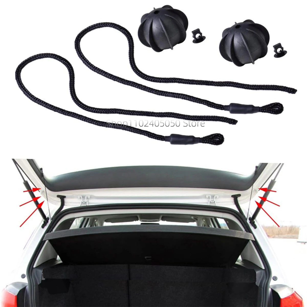 Traseira Parcel Shelf String Strap Cord, Trunk Lanyard, Table Board, Fivela de corda suspensa, apto para VW Golf MK5 MK6 GTI Hatch, 1K6863447A, 2pcs