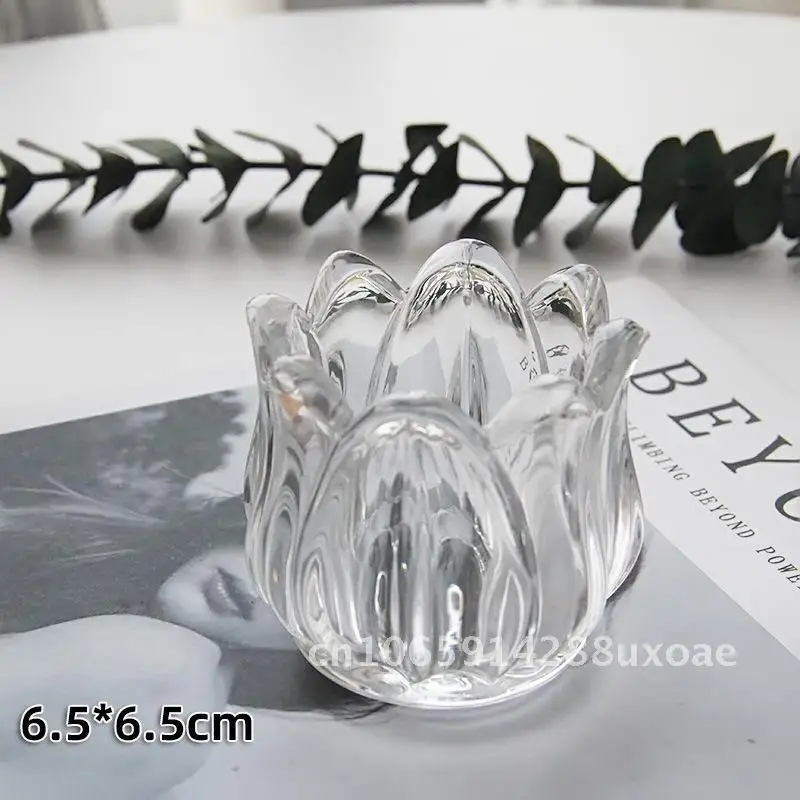 Tulip Shape Transparent Amber Vintage Glass Cup Aromatherapy Candle Holder Ornaments