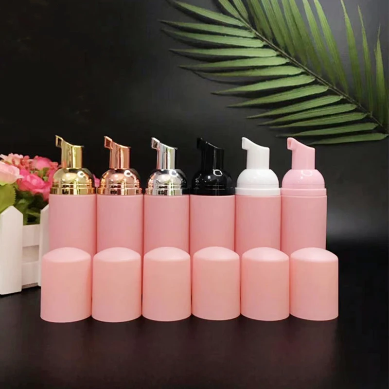 Bouteille à pompe en plastique rose de 50ml, bouteille à Mousse vide, nettoyant pour cils, Mousse cosmétique, distributeur de savon