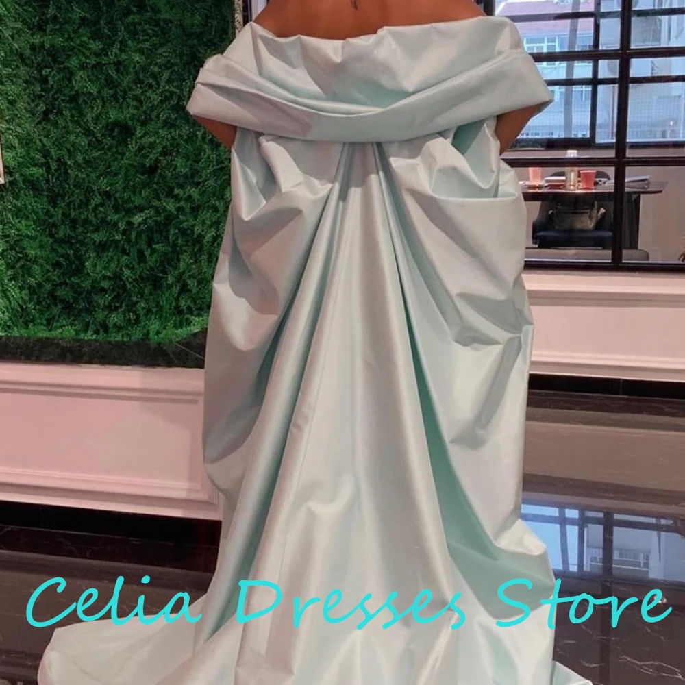 Classic Satin Straight Solid Color Evening Dresses Sleeveless shawl Strapless Floor Length Elegant Panel Train Pleats Gowns 2024