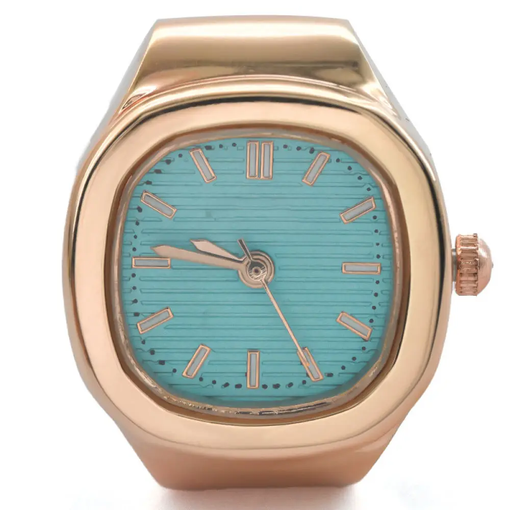Creative Square Finger Watch Quartz Alloy Ring Clock Unisex Minimalist Student Couple Fashion Jewelry Accessories