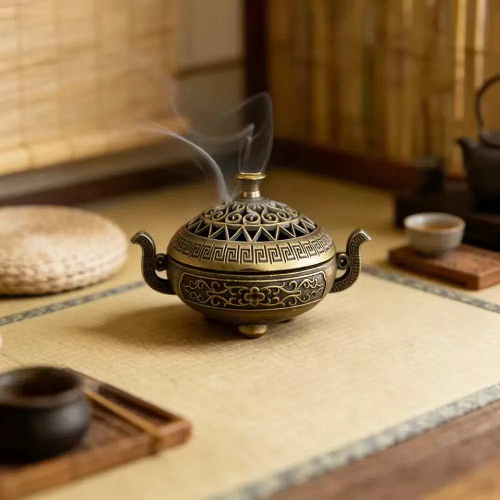 1 Stück Wohndekor-Ornament Messing-Räucherstäbchenhalter Metall-Aromatherapie-Halter Unparfümiert Ideal für Yoga Meditation Schlafzimmer-Ambiente