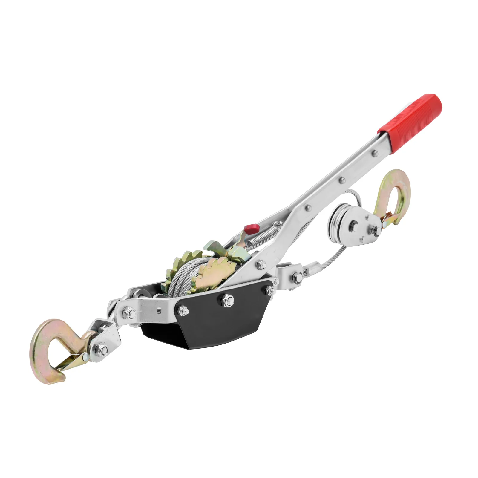 

2/4T Come Along Winch Ratchet Power Puller Tool with Dual Gears & 2 Hooks Automotive Hoist Cable Puller for Vehicle Rescue