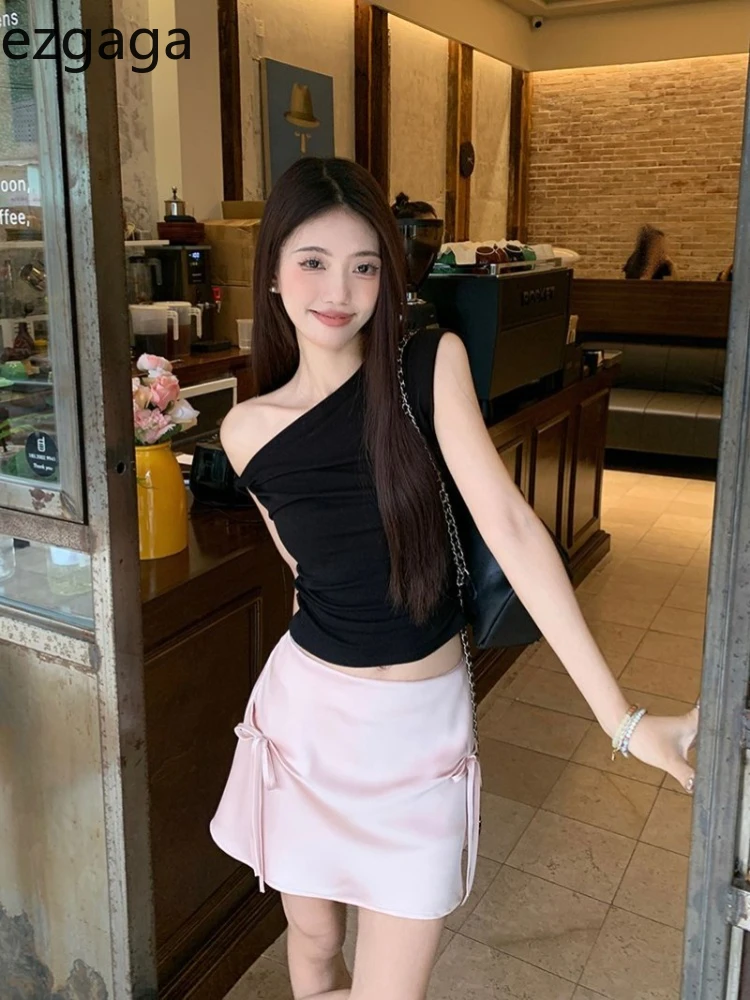 

Ezgaga Skirts Women Bow Bandage Sweet High Waist Fashion Sexy Spring Sumer Solid Slim Mini Skirt Female Casual Club French Style