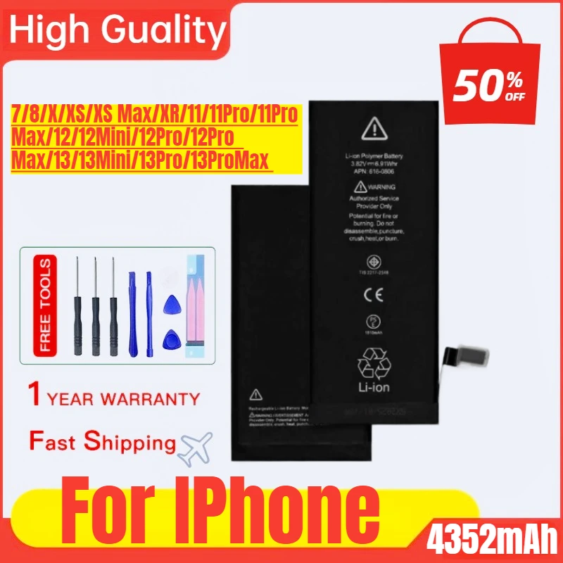 

For Battery IPhone 7/8/X/XS/XS Max/XR/11/11Pro/11Pro Max/12/12Mini/12Pro/12Pro Max/13/13Mini/13Pro/13ProMax Replacement Bateria