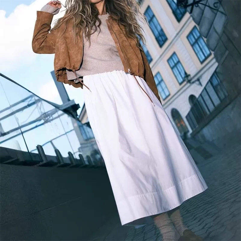 Autumn New Arrival Women's Long Sleeve Corduroy Jacket with Drawstring Collar  Color Fashionable Ladies Outerwear