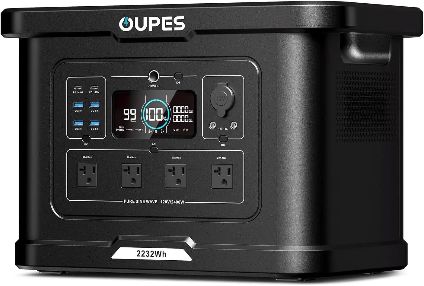 

2400 Portable Power Station - 2400W AC Output,2232Wh LiFePO4 Battery,1400W Fast Charge & Solar Ready for Home Backup, Camping,RV