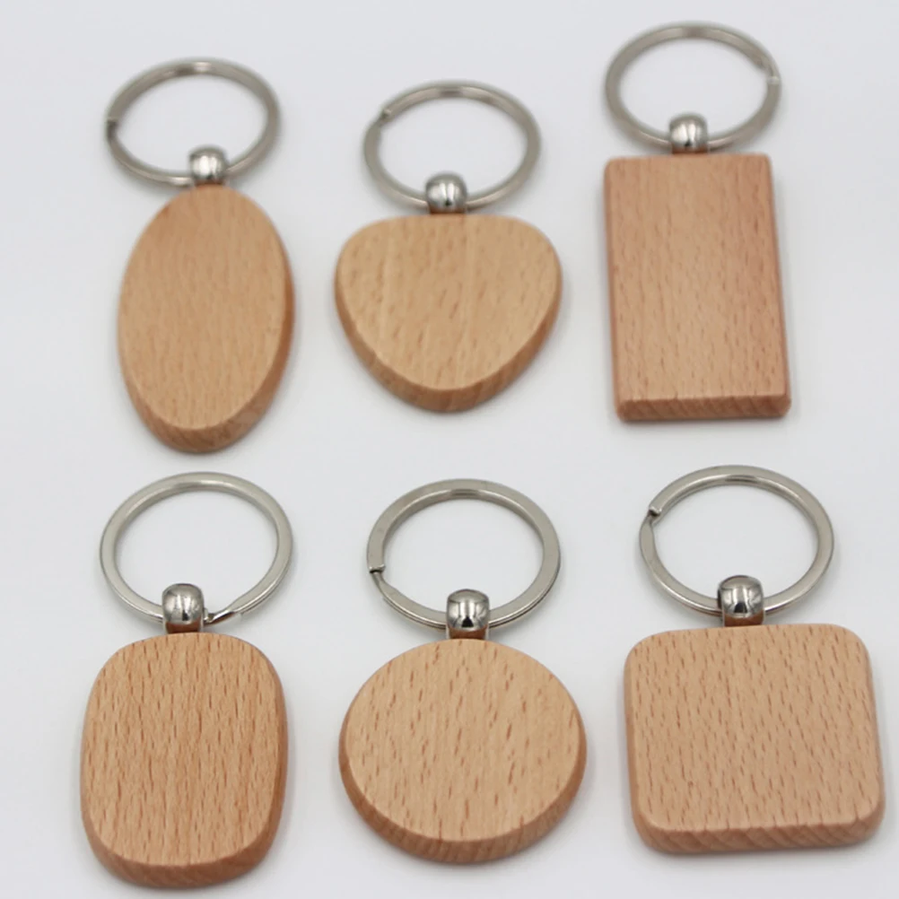 

5Pcs Wood Keychains H made Rectangle Rings Bamboo Creative Gifts Keyring Holders Durable Long Use Modern Design Sewing Crafts