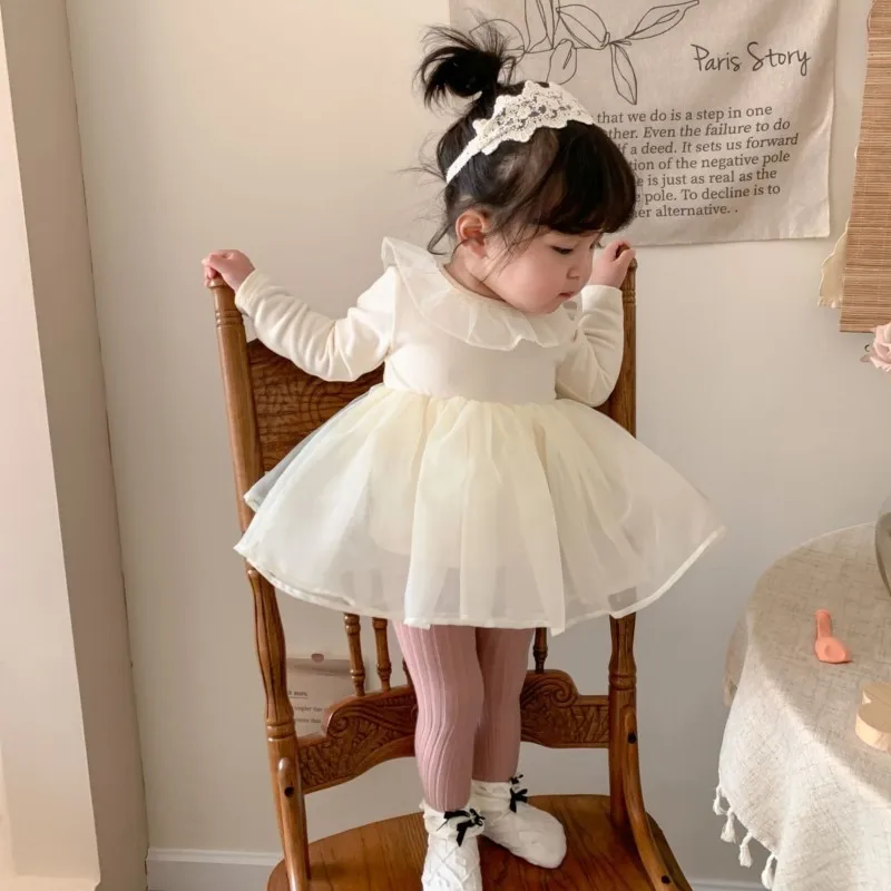 Newborn Baby Girl Tulle  Romper TUTU Dress Infant Toddler Lace White Puff Vestido Birthday Marry Spring Summer Baby Clothes 0-2Y