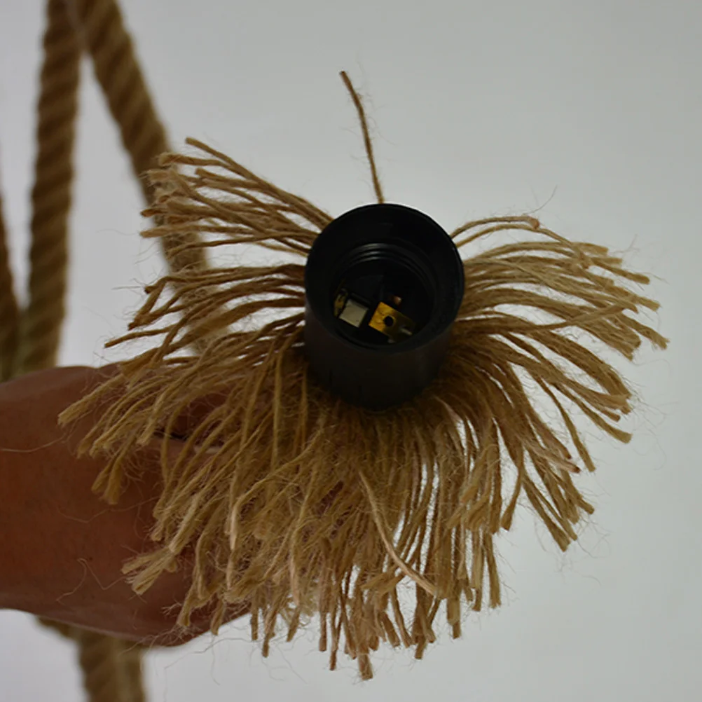 

1M Single Three Head Pendant Hemp Rope Lamp Rustic Hanging Light for Bedroom Restaurant Cafe Bar Country Style Decorative Lamp