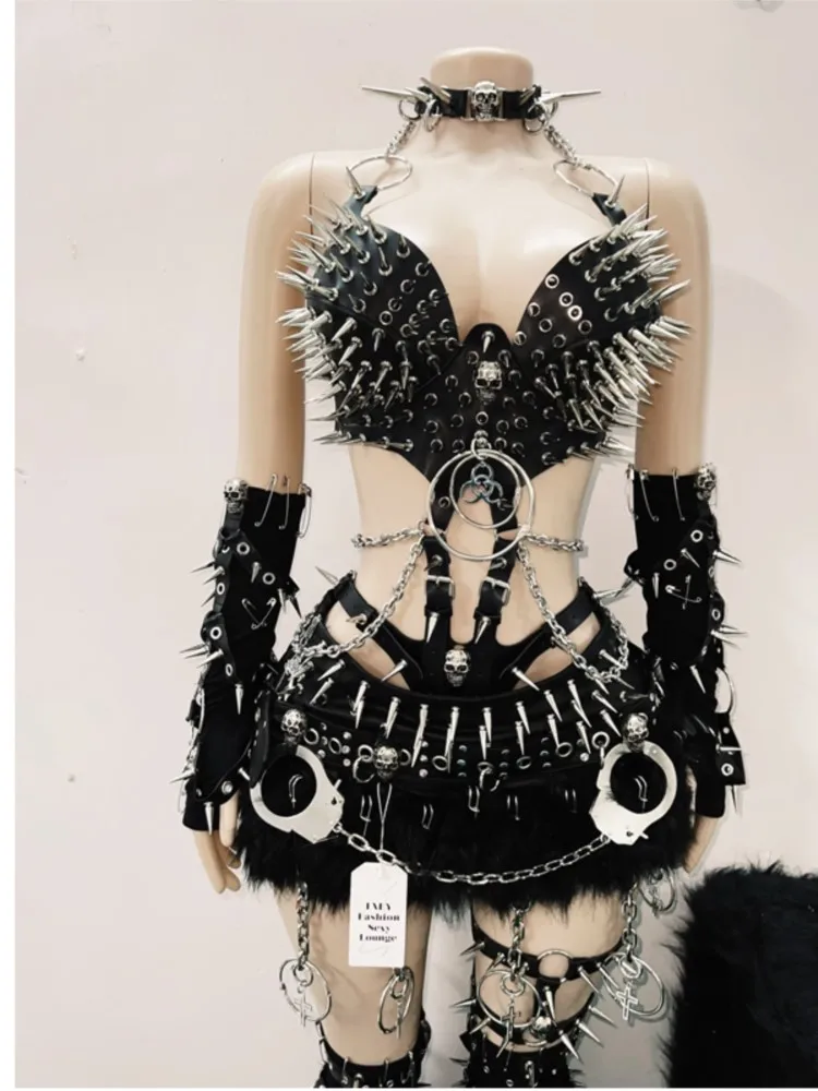 Dark style one-piece vest heavy rock top performance and music festival dress