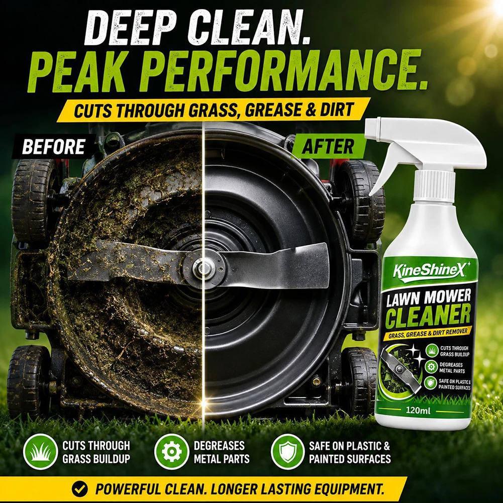 Heavy Duty Lawn Mower Cleaner Spray Lawn Mower Deck Cleaner Deters Grass Clipping Buildup Plastic Metal-Safe Garden Machine