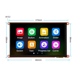 GUITION HMI-interfacescherm 7,0 inch capacitieve aanraking IPS of zonder aanraking 1024 * 600 400 MHz dominante frequentie softwarebewerking
