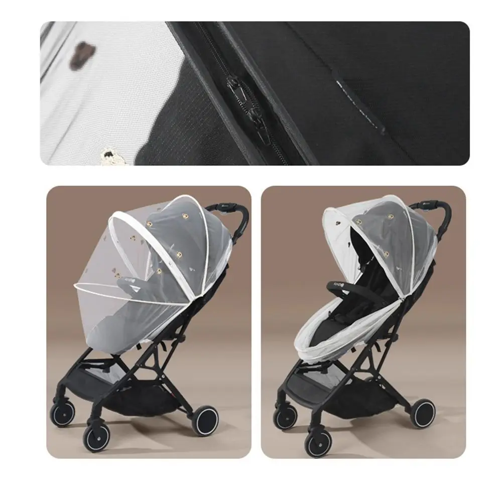 

Carriage Full Cover Bear Stroller Mosquito Net Baby Stroller Accessories Summer Mesh Canopy Zipper Type Mosquito Net Pram Net