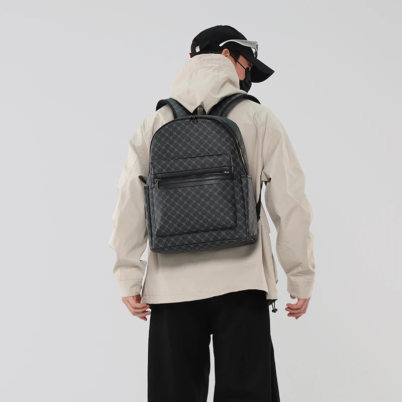 منقوشة طباعة حقيبة الظهر الرجال الفاخرة الأزهار بولي Leather جلد الرجال حقائب الظهر سعة كبيرة حقائب الكمبيوتر المحمول موضة حقيبة السفر في الهواء الطلق #3