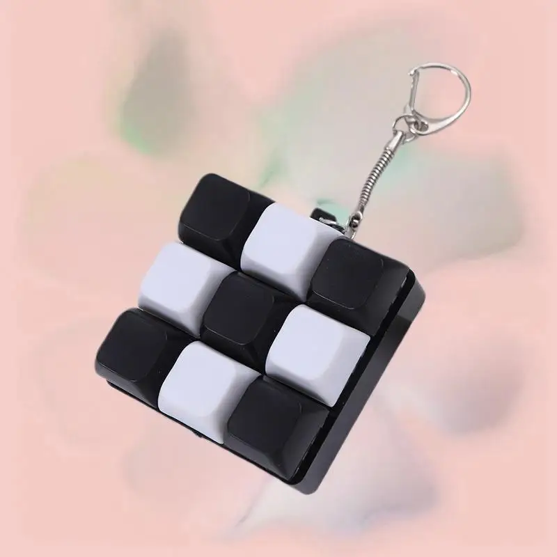 Button Keycap  Keychain 9 Keys Keyboard Decompression Toys DIY Keyboard Keychain Toys For Adult Gifts To Relief Pass Time