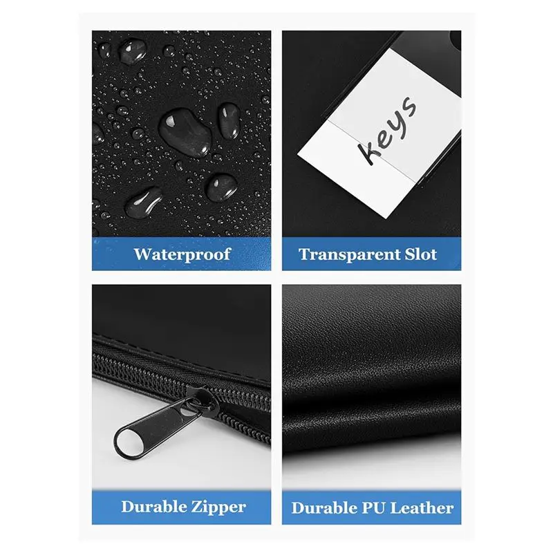 Hot kf-Bank Deposit Money Bags With Zipper, PU Bags Cash Wallet Pouches With Label, For Coins, Invoice,Bills, 5-Pack B
