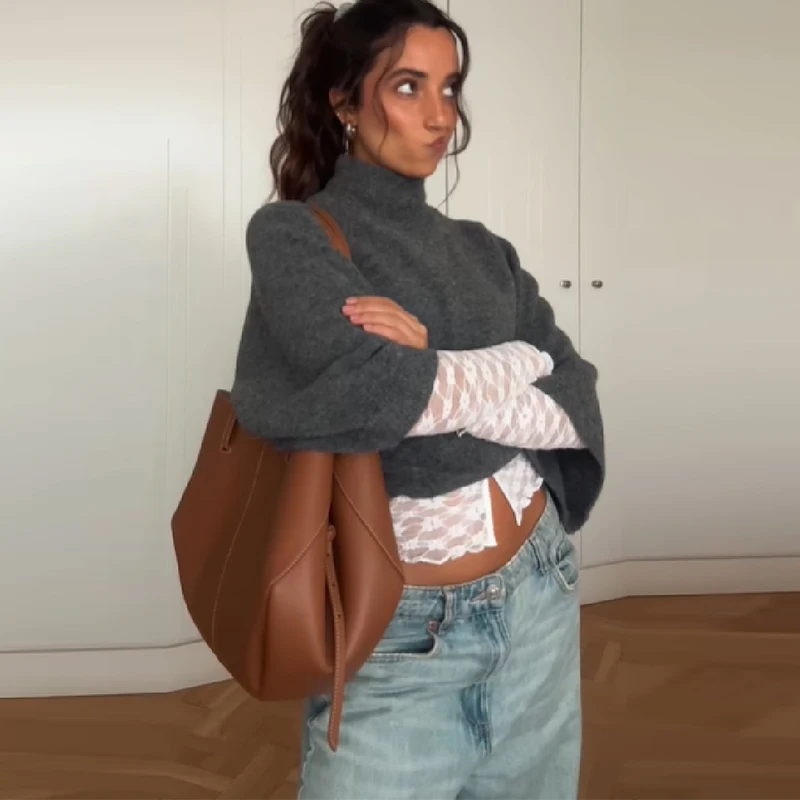 

Stylish Casual Knit Sweaters Minimalist Versatile Lady Knitwear Fall Classic Soft Fall Woman Retro Outfit