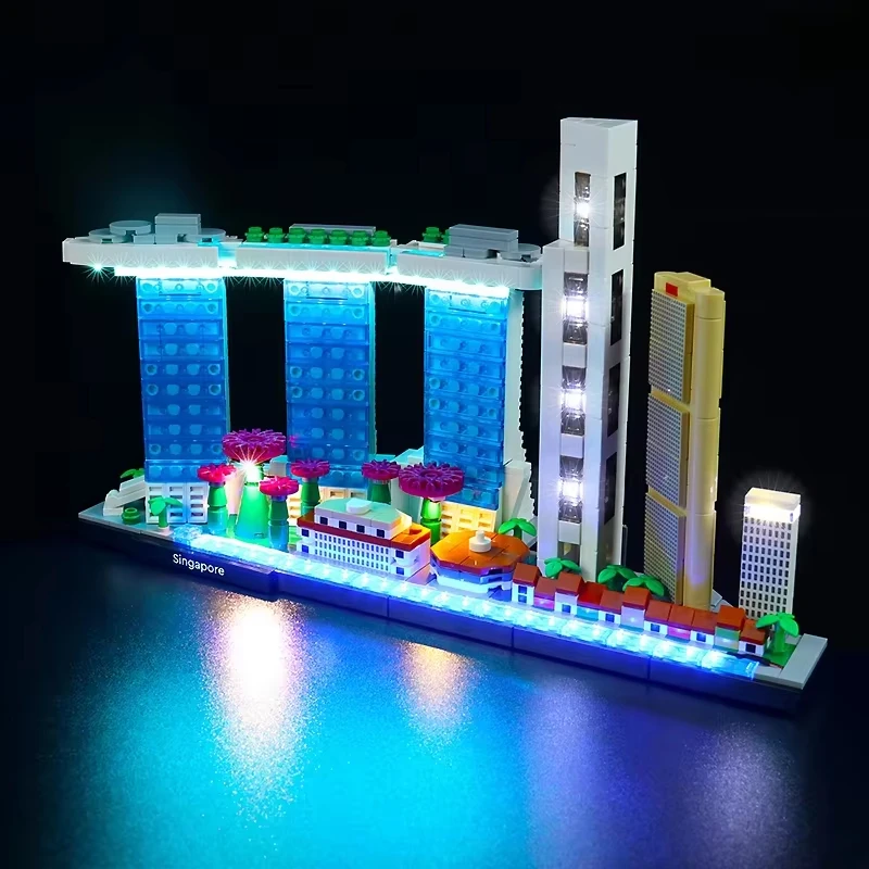 مجموعة إضاءة LED DIY لسيارة LEGO 21057 Architecture Singapore (إضاءة LED فقط، بدون نموذج كتل)