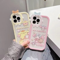 Cute Melody Pompom Purin Phone Case For IPhone 16 15 14 13 12 11 7 X XR XS Plus Pro Max Little Monster Lens Soft Silicone Cover