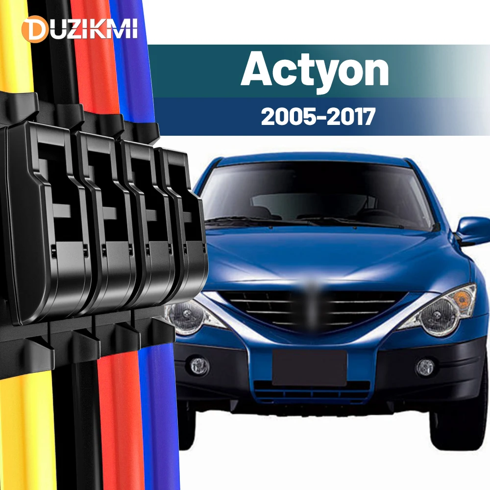 Für Ssangyong Actyon Sports 2005–2017 2010 2011 2012 2013 2014 2015 2016 2 Stück Frontscheibe Scheibenwischerblätter Rot Blau